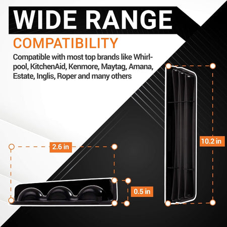 Infographic showing dimensions of 2206670B refrigerator dispenser grille compatible with Whirlpool and Kenmore.