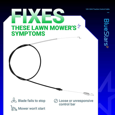 105-1844 traction control cable for Toro lawn mowers shown in an informational graphic.