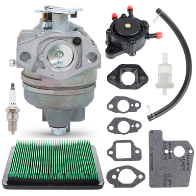 Carburetor tune-up kit for Honda GC160 and GC190 engines including air filter, fuel pump, spark plug, and gaskets.