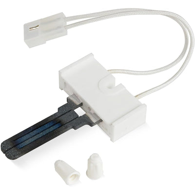 LH33ZS004 furnace hot surface igniter with white ceramic base, wire leads, connector, and two wire nuts.