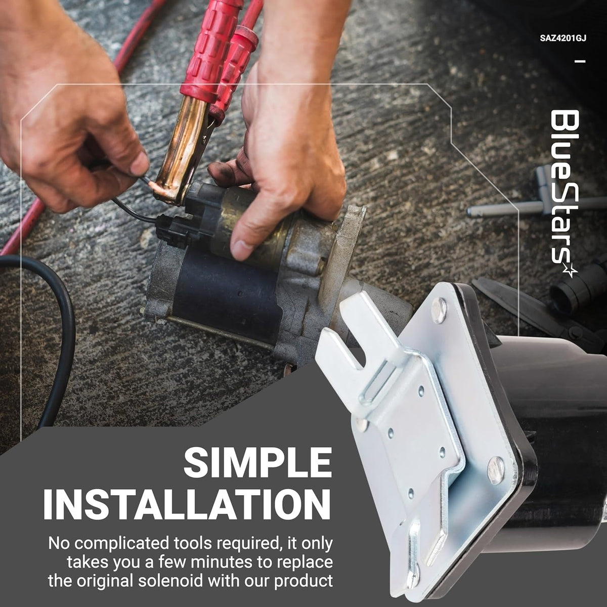 Instructional graphic showing the simple installation of a 12V 4-terminal dump trailer solenoid.