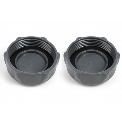 Two P01006 replacement pool drain valve caps for Coleman above ground pools with internal rubber seals.