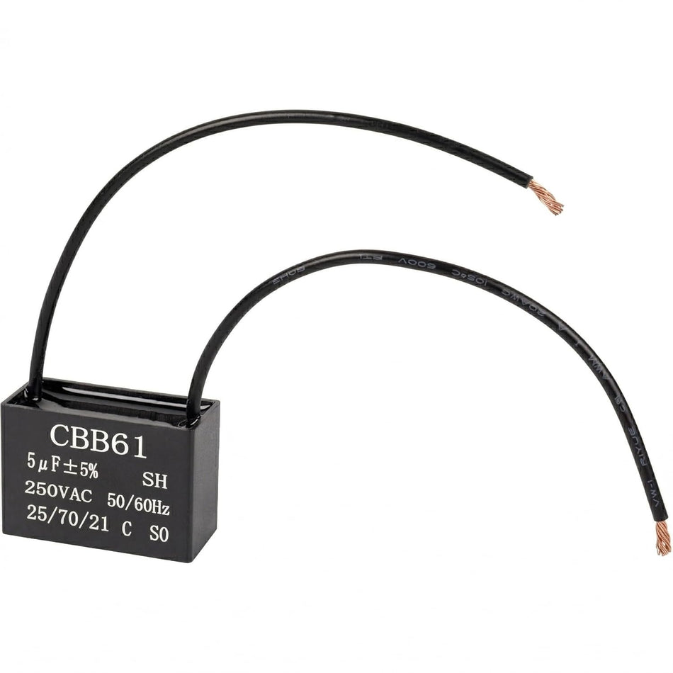 CBB61 5uF 2-Wire 250V 450V AC Ceiling Fan Capacitor - 50/60 Hz