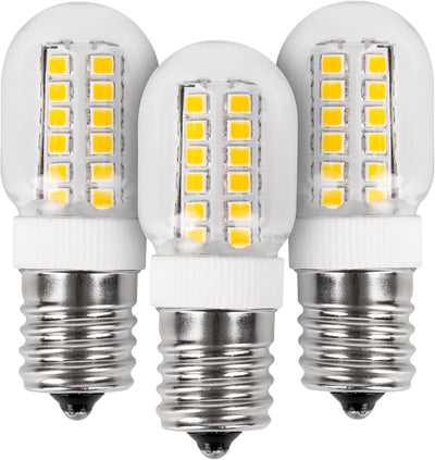 Three 3W E17 base microwave LED replacement bulbs with clear glass and visible yellow LED chips.