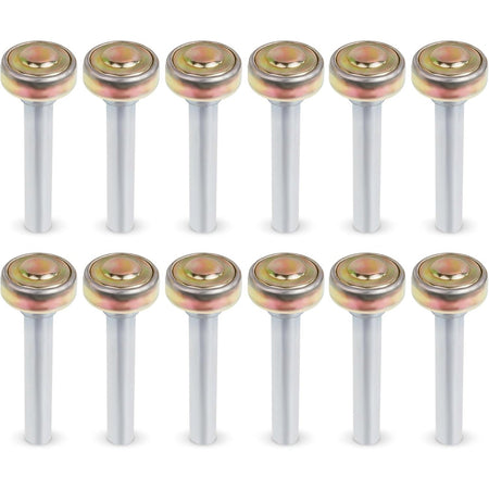 Pack of 12 truck and trailer door rollers for 1-inch tracks with 7/16-inch diameter and 2-3/4-inch long stems.