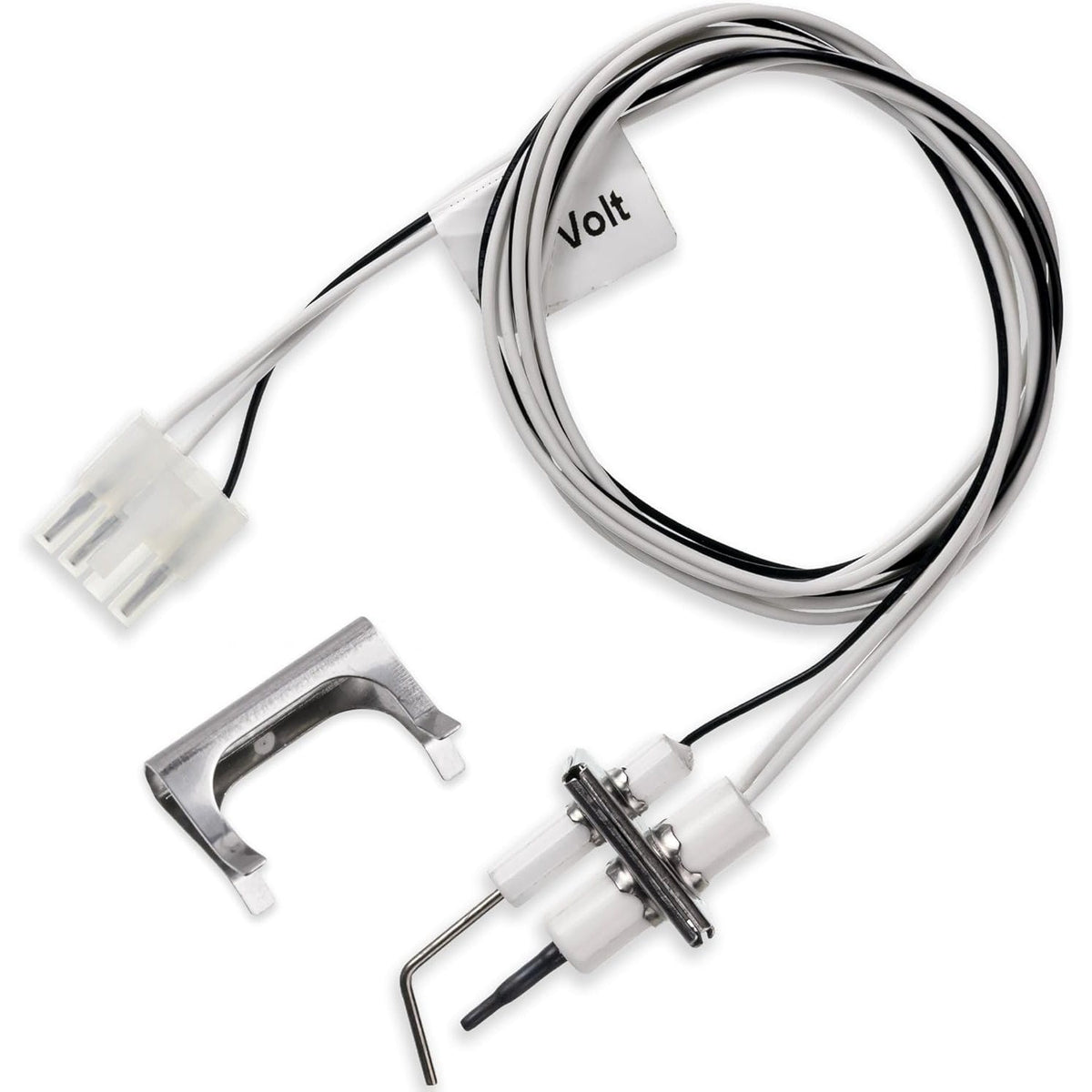 Q3400A1024/U igniter flame rod assembly with wiring harness, connector, and mounting bracket.