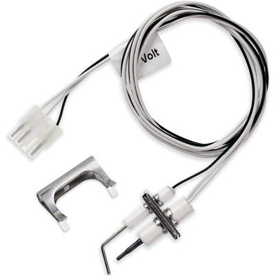 Q3400A1024/U igniter flame rod assembly with wiring harness, connector, and mounting bracket.