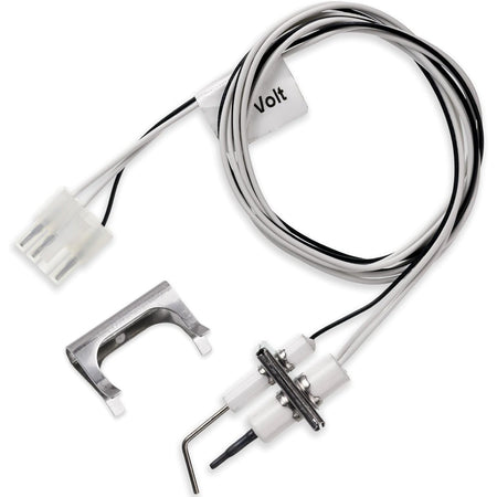 Q3400A1024/U igniter flame rod assembly with wiring harness, connector, and mounting bracket.