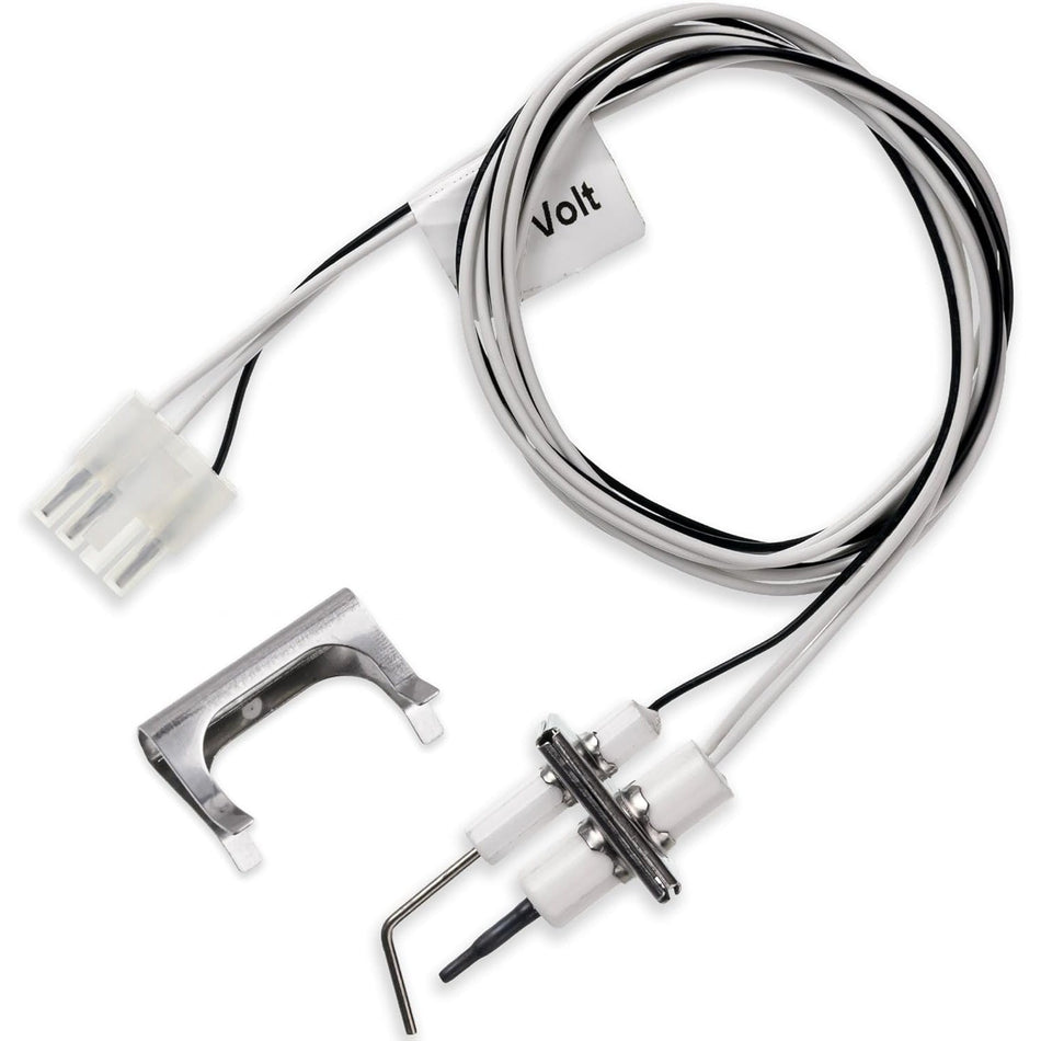 Q3400A1024/U igniter flame rod assembly with wiring harness, connector, and mounting bracket.
