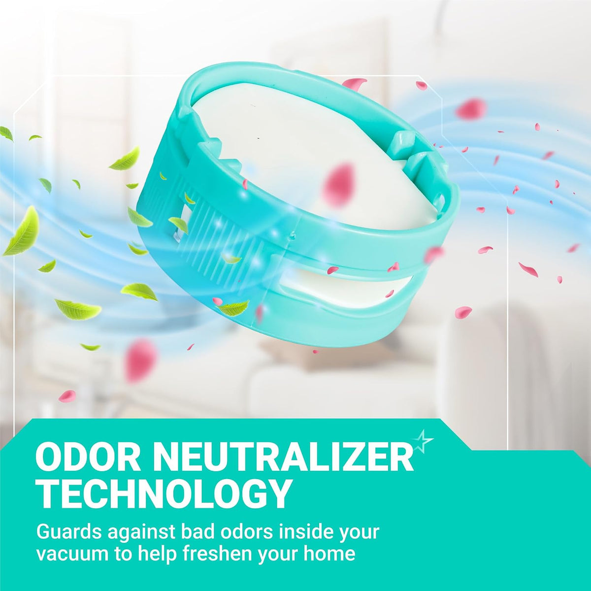 ZU102 Filter Replacement Kit for Shark Upright Vacuum, odor neutralizer technology graphic with turquoise filter frame