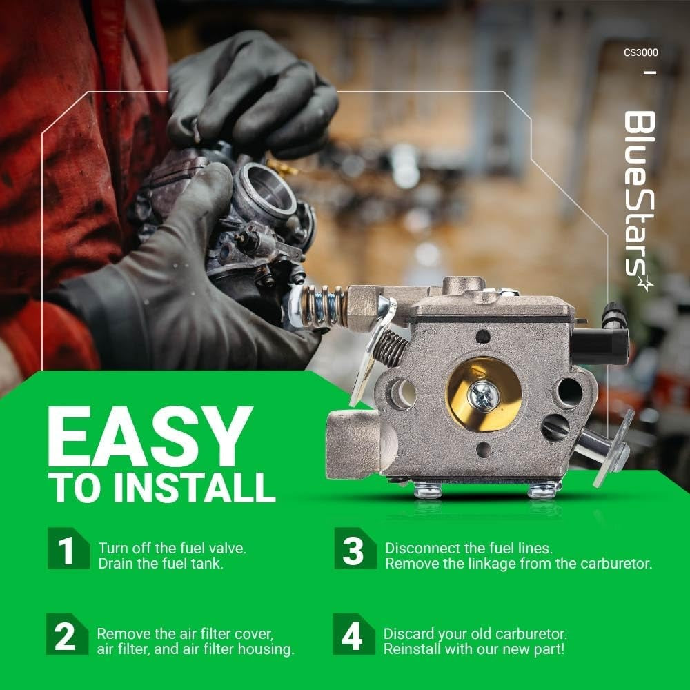Installation guide for Echo CS3000 WT-589 chainsaw carburetor with step-by-step instructions.
