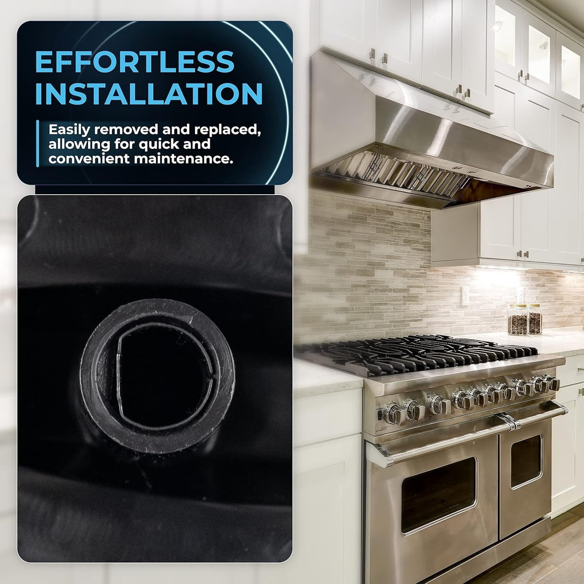 Close-up of the D-shaped mounting hole on the back of a Frigidaire range burner knob for easy installation.