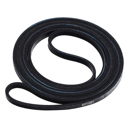 Black 40111201 dryer drum belt replacement for Maytag, Amana, Admiral, Whirlpool, and Speed Queen dryers.
