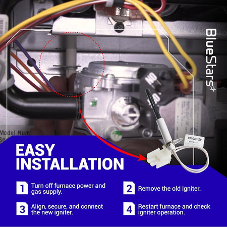 632625 furnace ignitor installation guide showing the replacement part and step-by-step instructions.