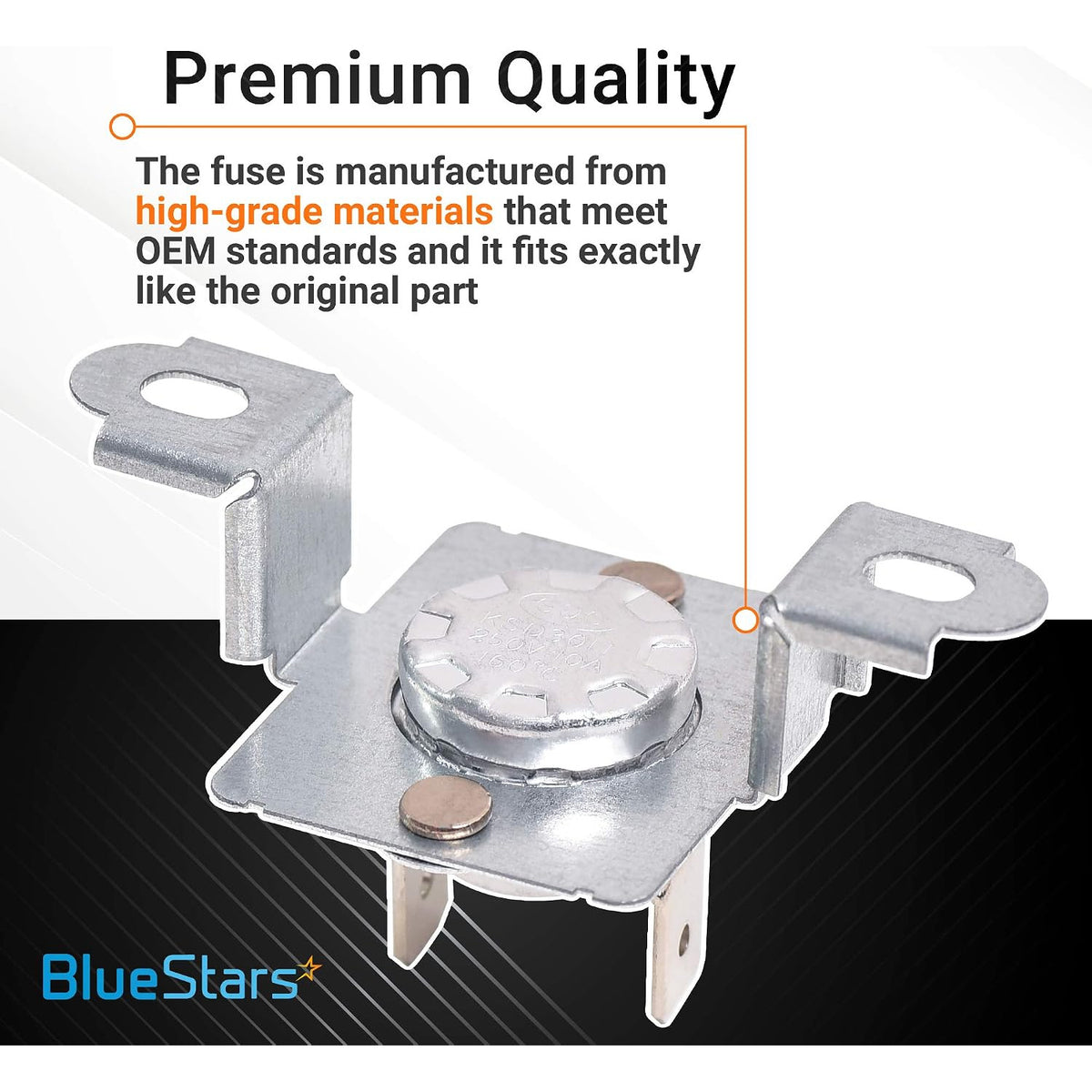 DC96-00887A Dryer assembly bracket thermostat replacement, close-up with Premium Quality callout