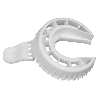 White plastic dishwasher drain filter replacement for Frigidaire appliances.