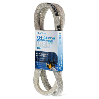 954-04195A snowblower auger belt in retail packaging for MTD and Cub Cadet snow throwers.