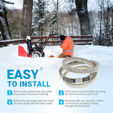 954-04195A auger belt installation guide for MTD and Cub Cadet snowblowers with step-by-step instructions.