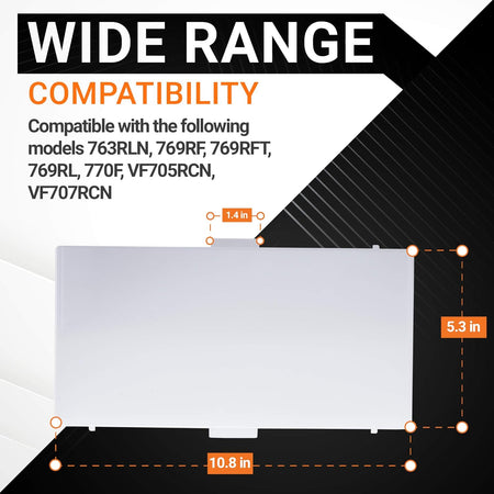 89108000 bathroom vent fan light lens cover with dimensions 10.8 x 5.3 inches and compatibility list.