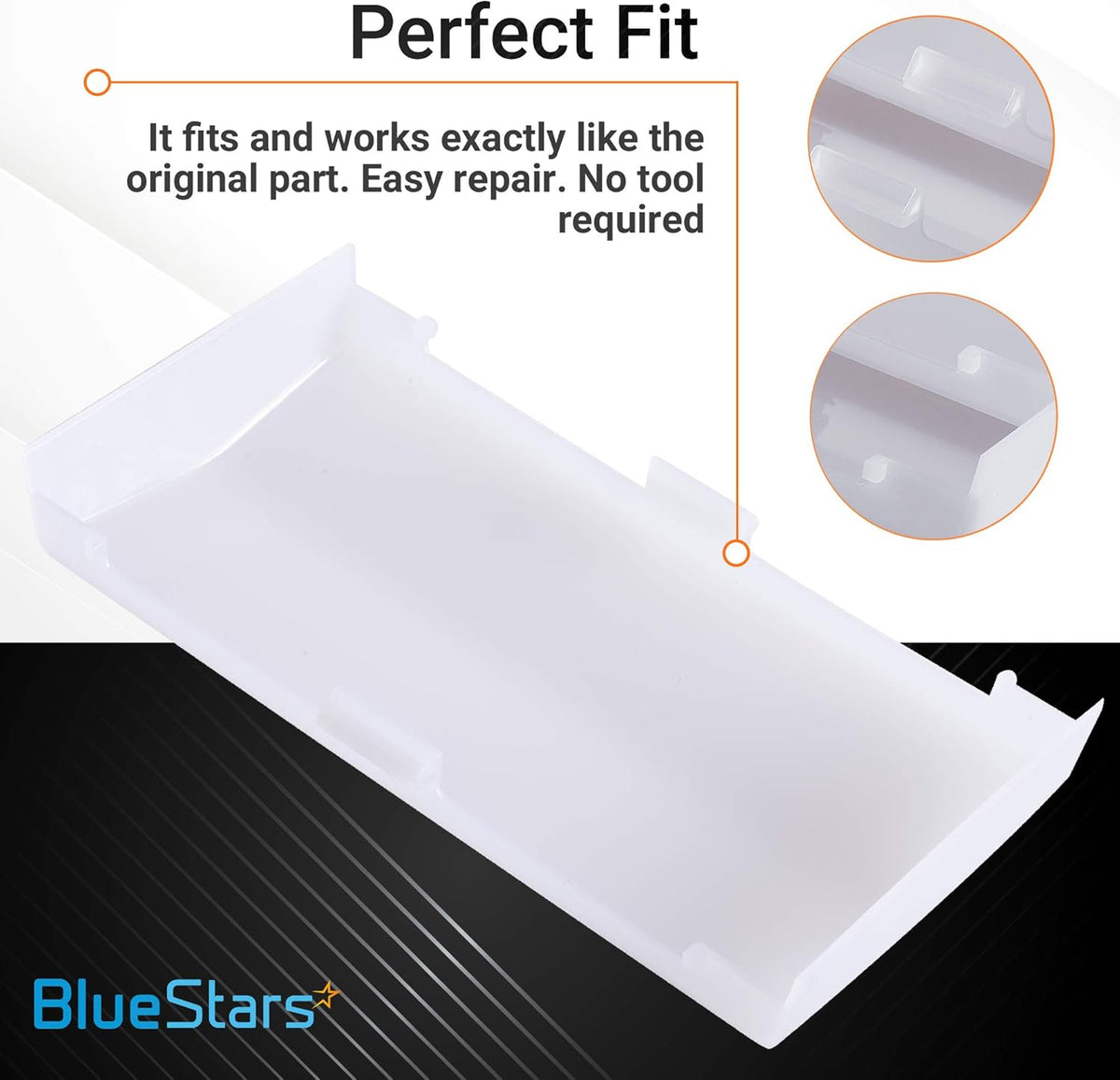 White plastic bathroom vent fan light lens cover replacement for Broan Nutone, showing mounting clips and fit details.
