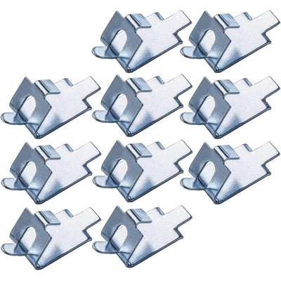 Pack of 10 stainless steel freezer shelf support clips for refrigerator shelf replacement.
