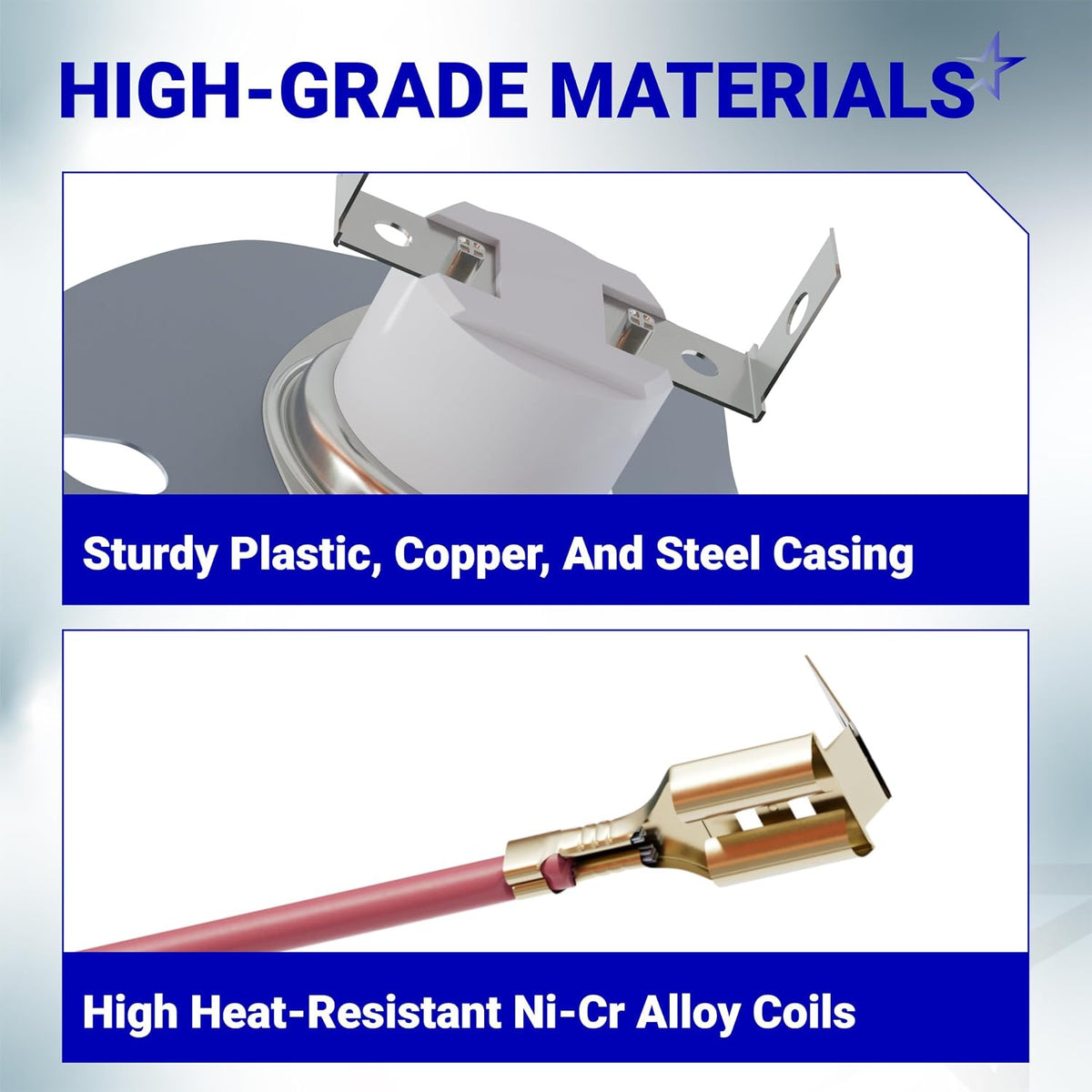 279816 Dryer Thermal Cut-off Kit, close-ups of casing and high heat-resistant Ni-Cr alloy coils