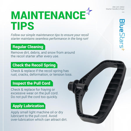 490-241-0002 snowblower starter handle maintenance guide infographic