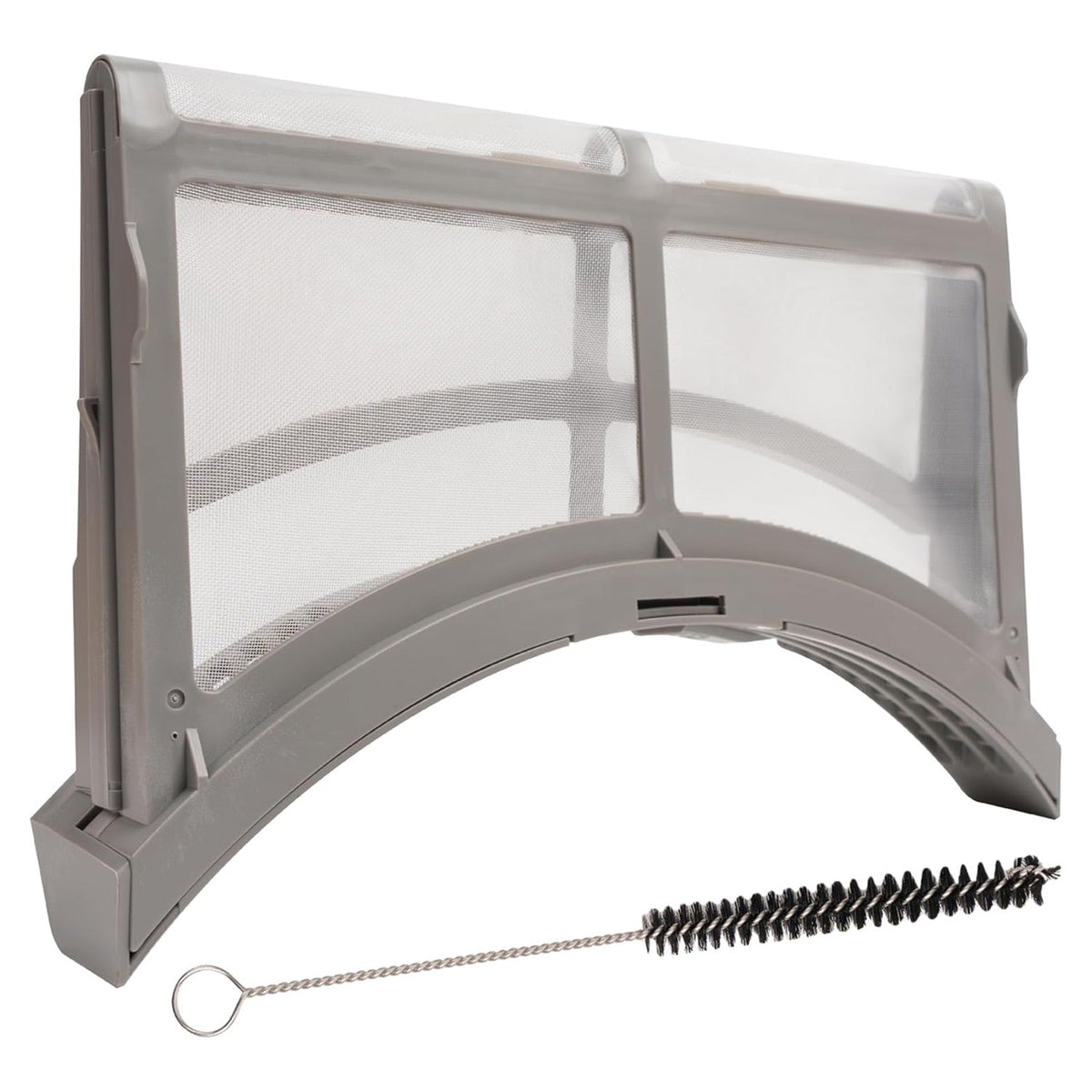 Replacement lint filter trap DC61-02595A for Samsung dryers with included cleaning brush.