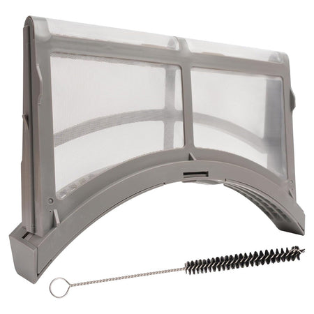 Replacement lint filter trap DC61-02595A for Samsung dryers with included cleaning brush.