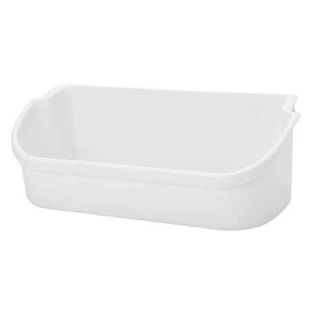 240356401 Refrigerator Upper Gallon Door Bin, front view of the white plastic door bin
