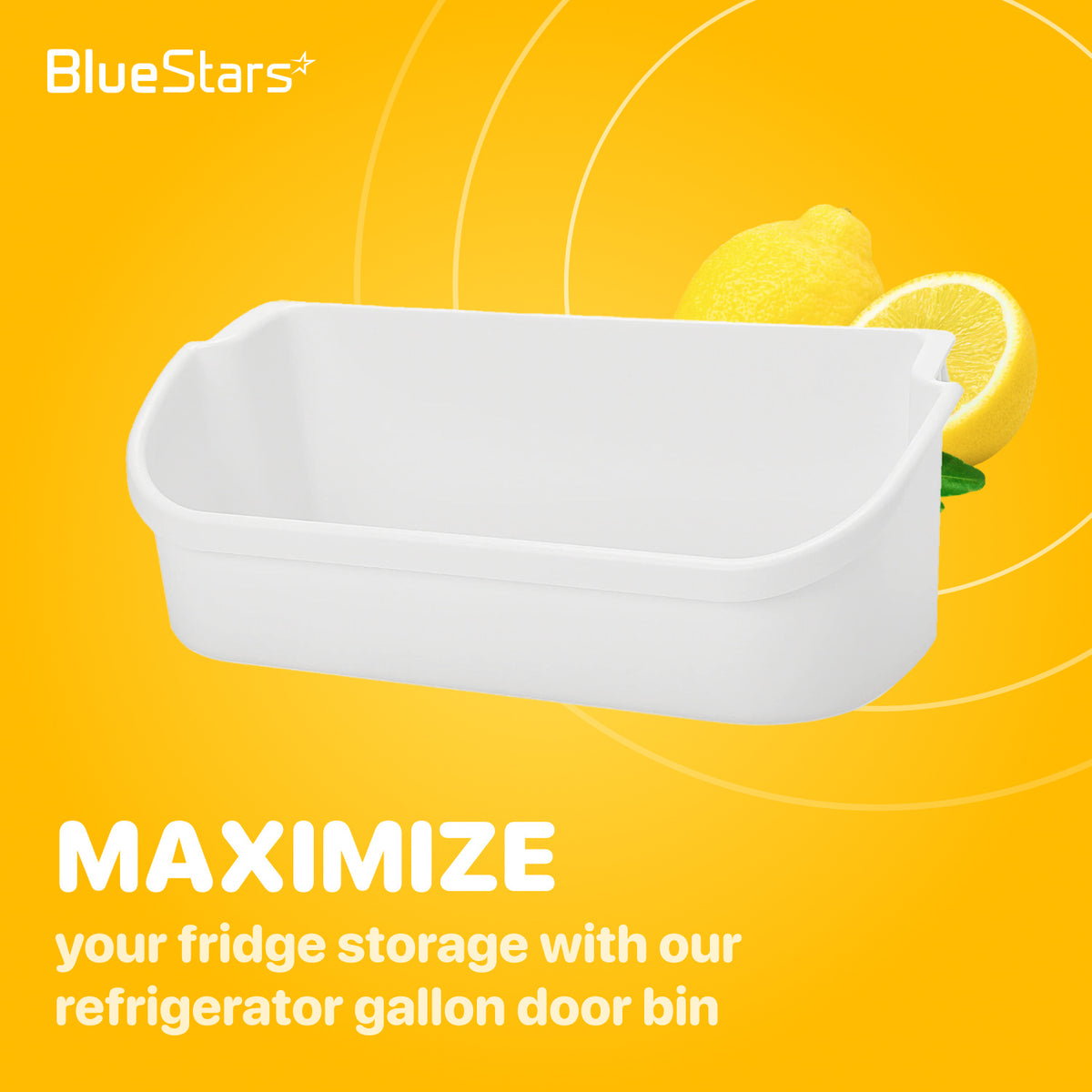 240356401 Refrigerator Upper Gallon Door Bin, front view on a yellow background