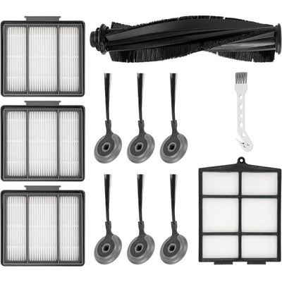 Replacement accessory kit for Shark ION robot vacuums including main brush, 6 side brushes, 3 HEPA filters, and tools.