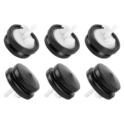 Set of six 66-7460 primer bulbs showing both top and bottom views of the black rubber and white plastic components.