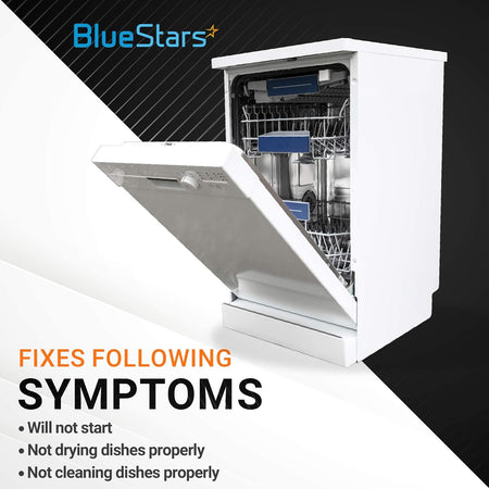White dishwasher showing symptoms fixed by 661566 high limit thermostat replacement.