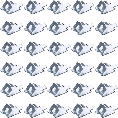 Pack of 30 stainless steel refrigerator and freezer shelf support clips arranged in a grid.
