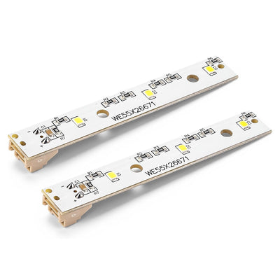 Two WR55X26671 LED light boards for GE refrigerators shown side-by-side.