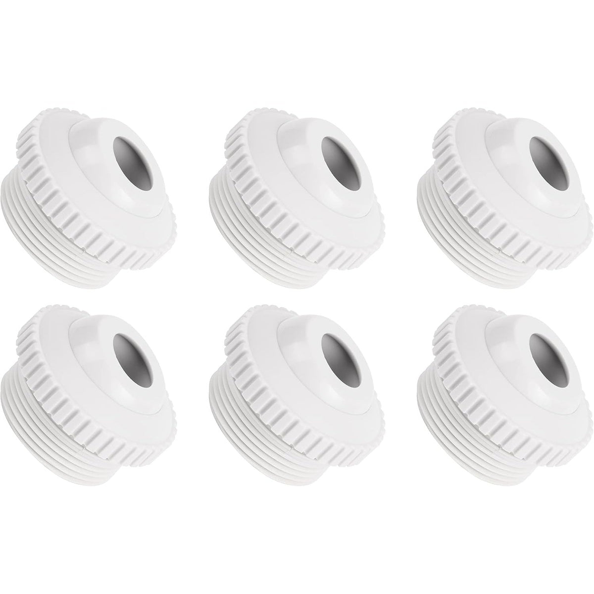 Set of six SP1419D white directional flow hydrostream return jet fittings for swimming pools.