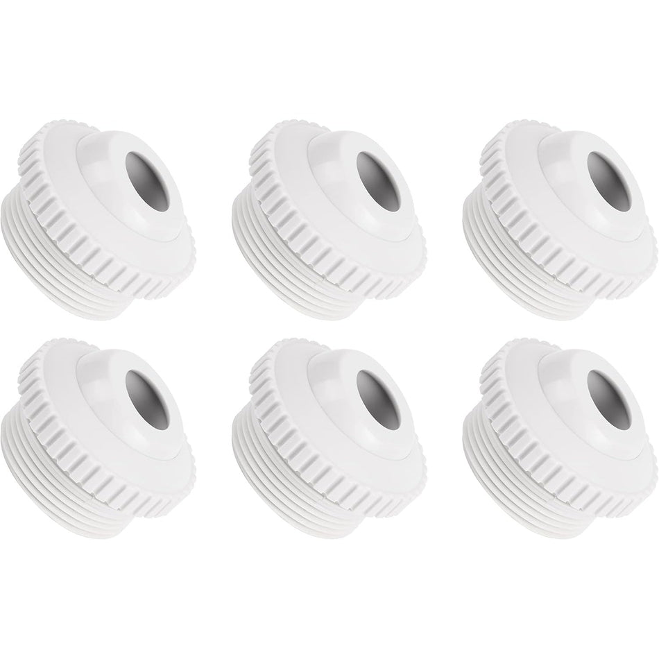 Set of six SP1419D white directional flow hydrostream return jet fittings for swimming pools.
