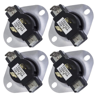 Set of four WP3387134 dryer cycling thermostats for Whirlpool and Kenmore dryers.