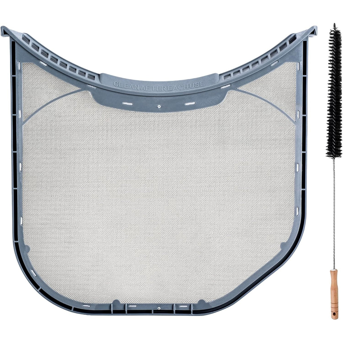 ADQ56656401 dryer lint filter stainless steel mesh shown with cleaning brush