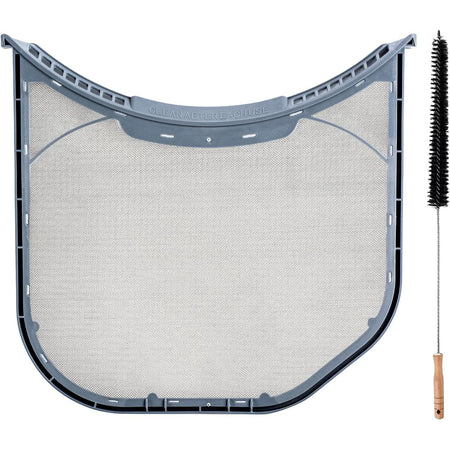 ADQ56656401 dryer lint filter stainless steel mesh shown with cleaning brush