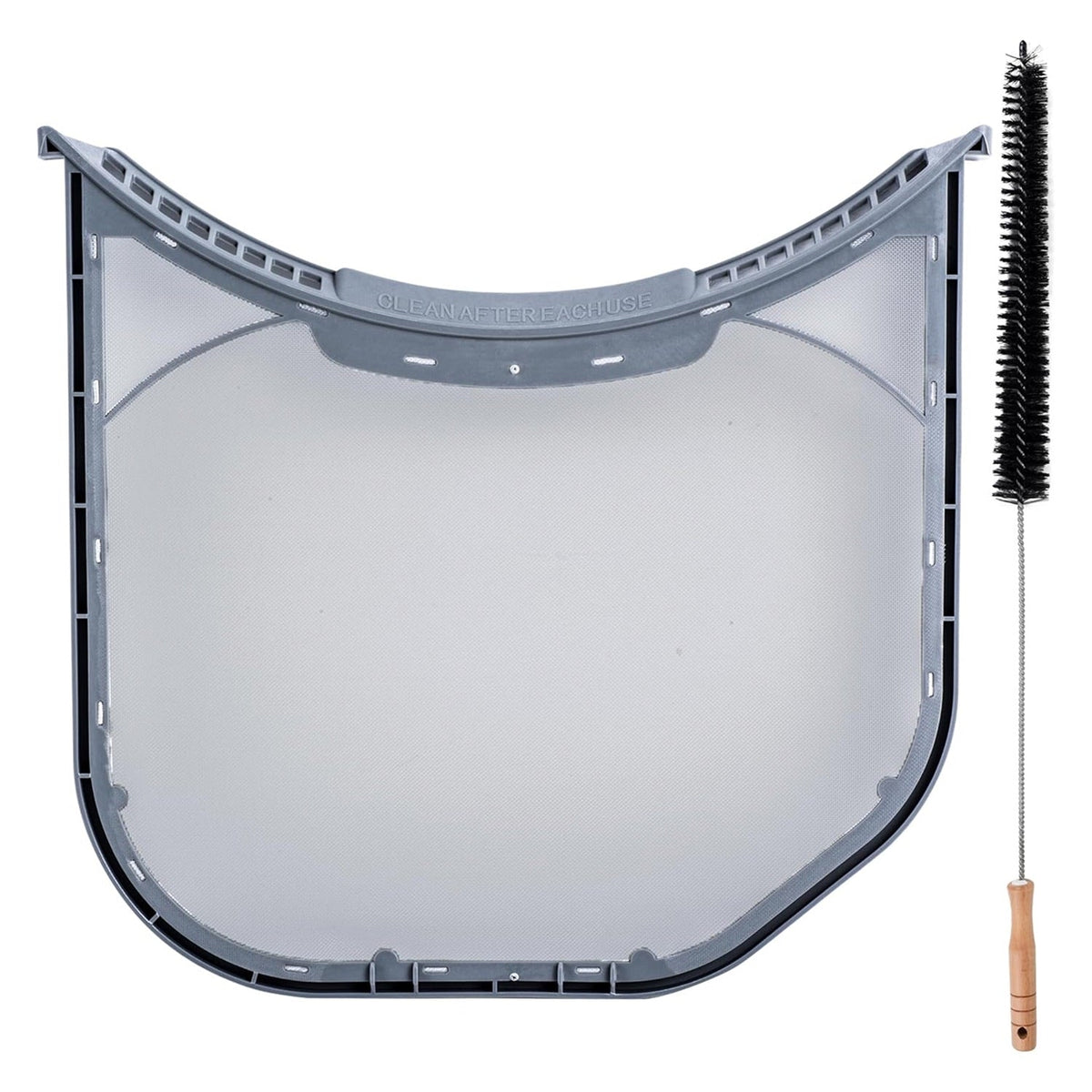 ADQ56656401 dryer lint filter with stainless steel mesh and included cleaning brush for LG and Kenmore dryers.