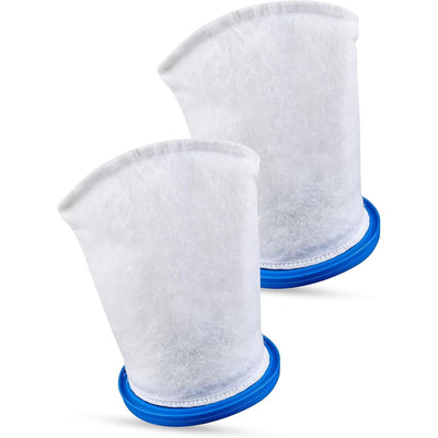 Two X-treme multilayer filter bags for handheld pool vacuums with blue plastic collars.