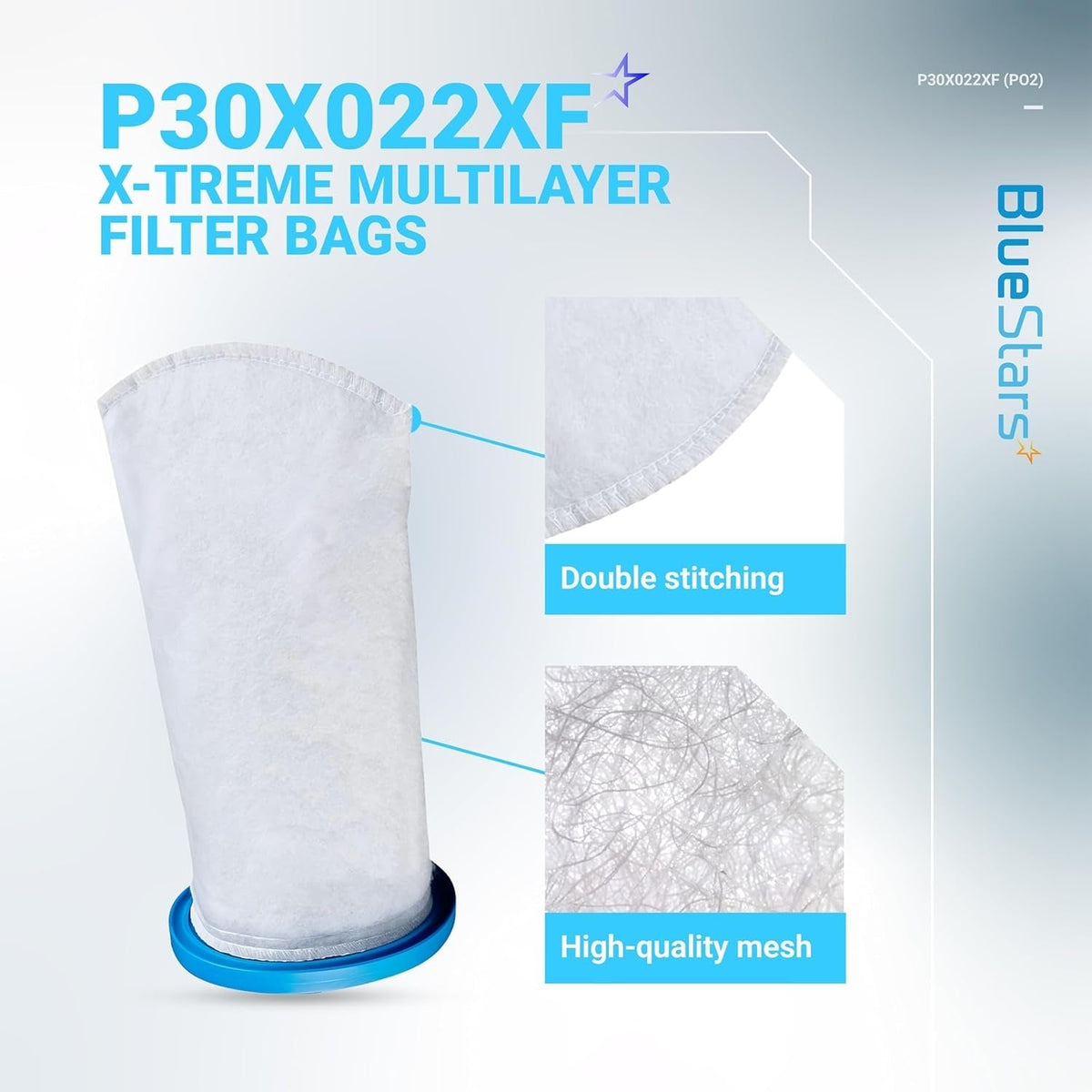 P30X022XF X-treme multilayer pool vacuum filter bag showing double stitching and high-quality mesh detail.