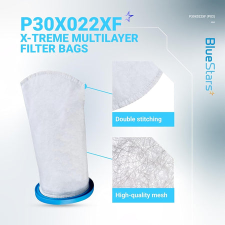 P30X022XF X-treme multilayer pool vacuum filter bag showing double stitching and high-quality mesh detail.
