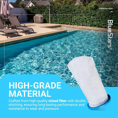 X-treme multilayer filter bag for handheld pool vacuums against a pool background.