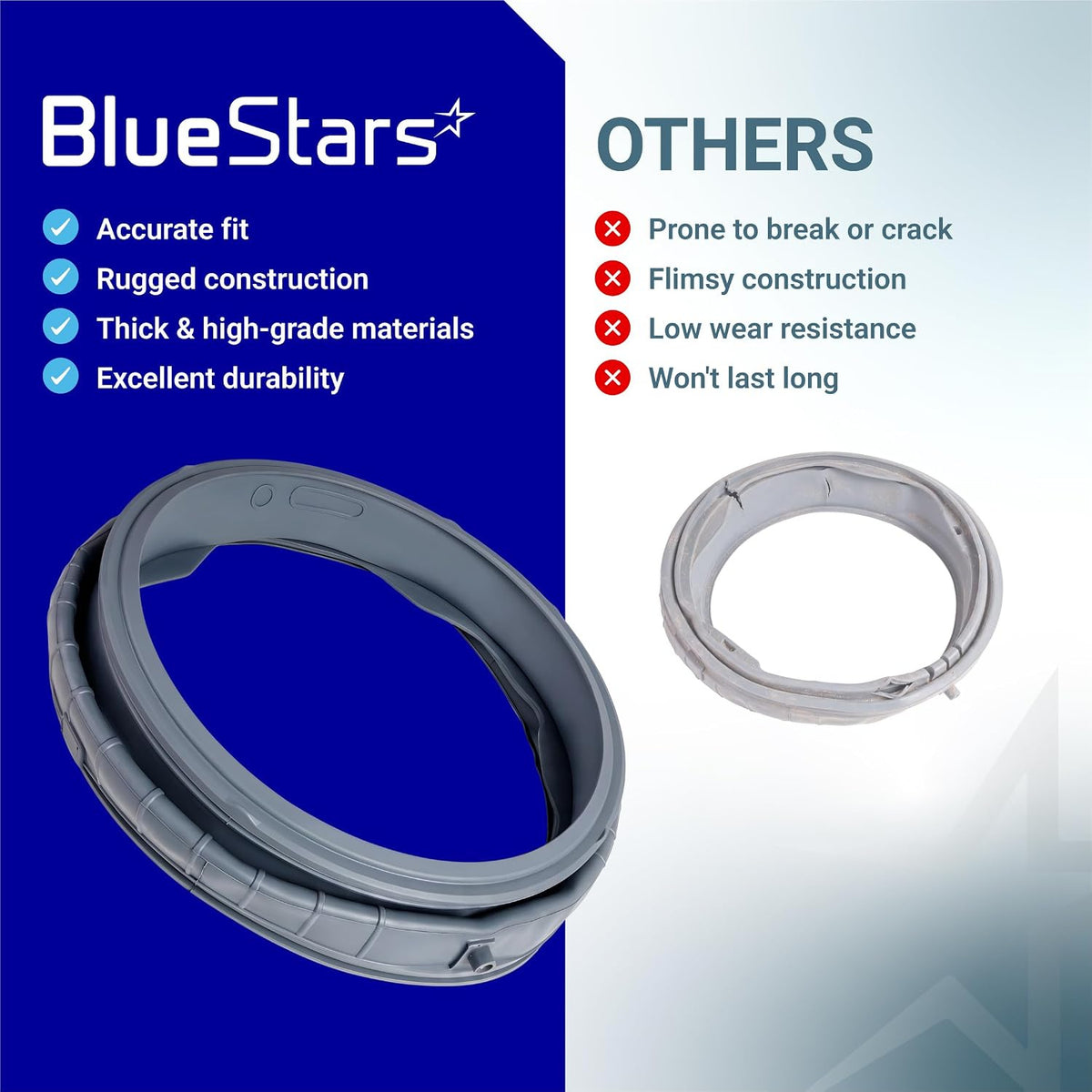 MDS47123619 Washer Door Seal with Extra Removal Tools, BlueStars seal compared with an others seal