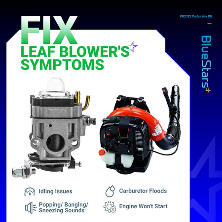 300486 43cc carburetor replacement for leaf blowers and tillers with engine troubleshooting guide.