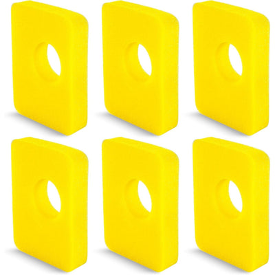Set of six yellow foam air cleaner filters for lawn mower engines, compatible with 799579 and 550e series.