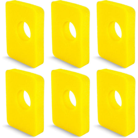 Set of six yellow foam air cleaner filters for lawn mower engines, compatible with 799579 and 550e series.